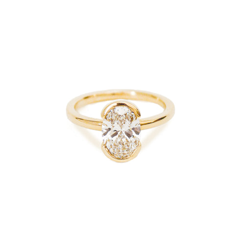 Partial Bezel Oval Lab Grown Diamond Ring